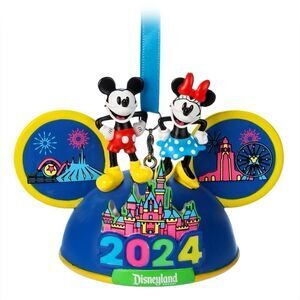 Mickey & Minnie Mouse Light-Up Ear Hat Ornament Disneyland 2024 Disney Parks NEW